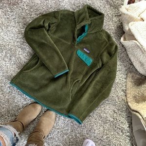 PATAGONIA || Womans S Army Green Teal Fleece Outerwear Jacket Half Button